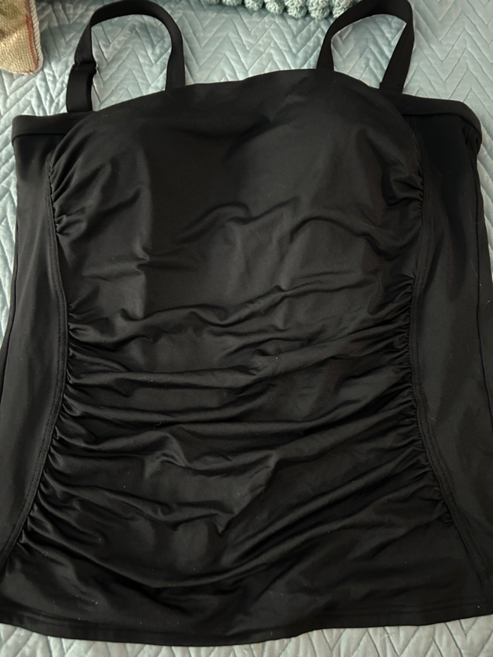 Lands' End Black Ruched Tankini Top size 12 D